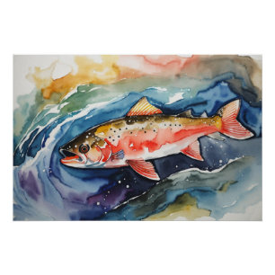 Poster *~* Saumon Poisson capturé Homme Cadeau AP49