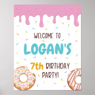 Poster Saupoudrage coloré Donut Anniversaire Bienvenue