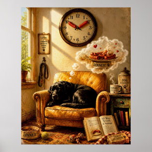 Poster Sausage O’Clock Dreamtime – Art canin surréaliste