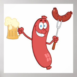 Poster Sausages And Beer
