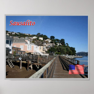 Poster Sausalito - Promenade - États-Unis -