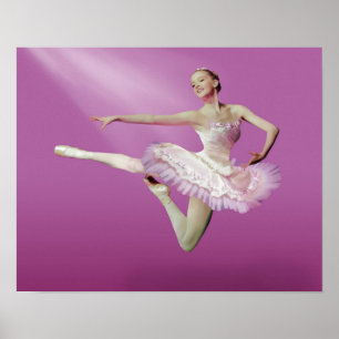 Poster Saut de la ballerine sur le rose