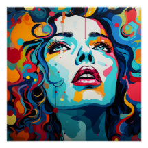 Saut en couleurs : portrait pop art