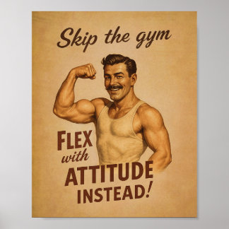 Poster Sauter le Flex Gym avec Attitude Retro Strongman P