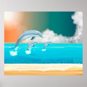 Poster Sauter les dauphins