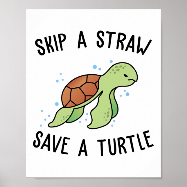 Poster Sauter une paille Sauver une tortue Sauvons les to (Devant)