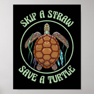 Poster Sauter Une Paille Sauver Une Tortue Sea Créatures 