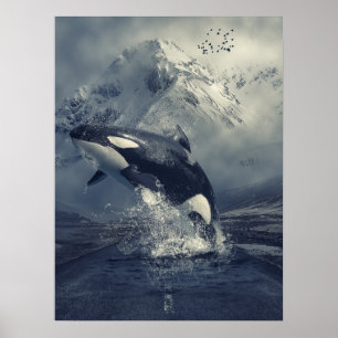 Poster Sauts de baleines tueuses sauvages