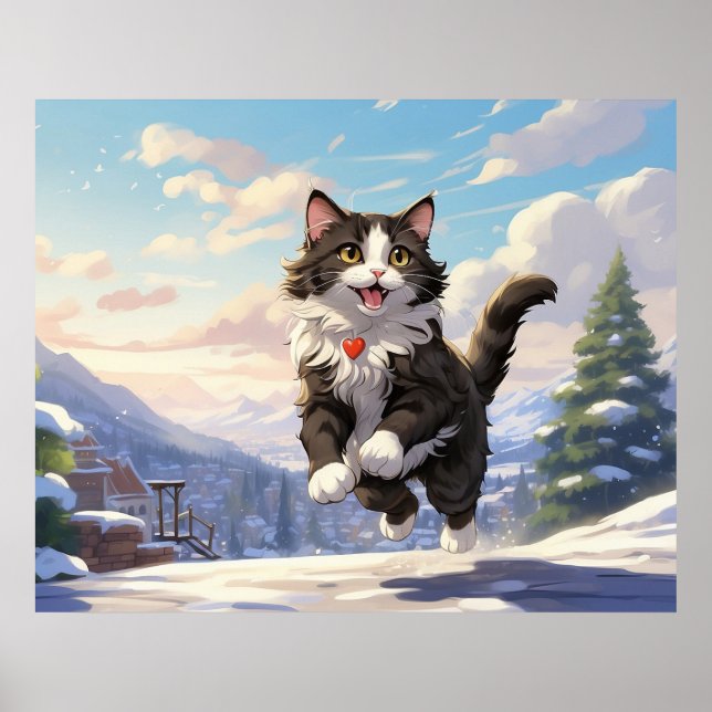 Poster *~* Sauts Snow Kitty 5:4 Kitten Cat AP68 Tuxedo (Devant)