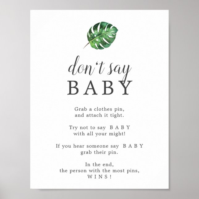 Poster Sauvage Palm Tropical Ne pas dire Baby Game Sign (Devant)