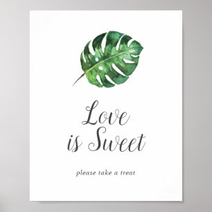 Poster Sauvage Tropical Palm Love Is Sweet Mariage Sign