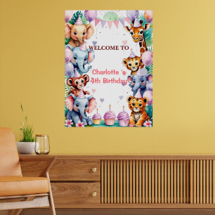 Poster Sauvage Tropical Une Jungle Safari Animaux Anniver