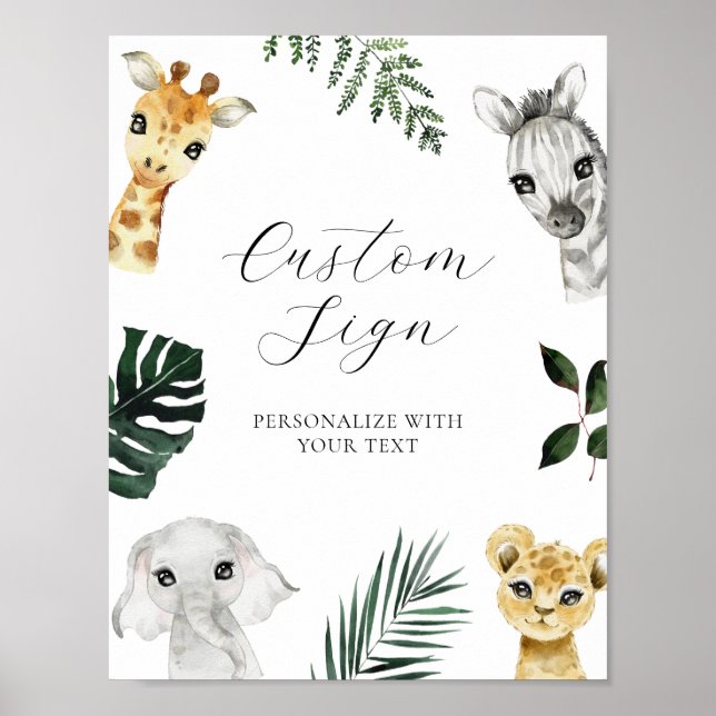 Poster Sauvage Un Baby shower Jungle Panneau Texte Person (Devant)