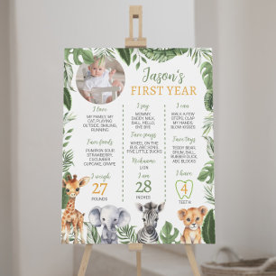 Poster Sauvage un Safari animal 1er anniversaire Jalon
