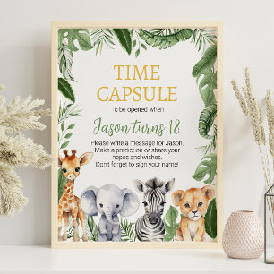 Poster Sauvage Un Safari Animaux Anniversaire Temps Capsu