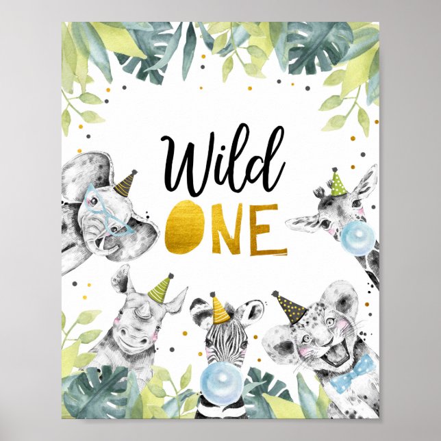 Poster Sauvage Un Safari Party Animaux Premier Anniversai (Devant)