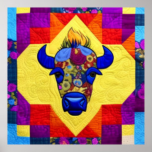 Poster Sauvage West Bison Quilt Comme Design