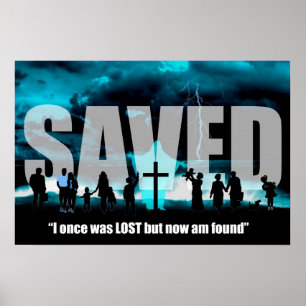Poster Sauvé Jésus Christ Christian perdu maintenant trou