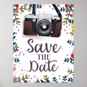 Poster Sauvegarder la Date Appareil Photo Vintage