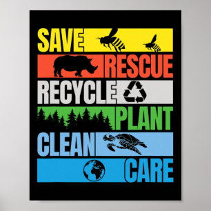 Poster Sauver les abeilles Secourir les animaux Mer propr