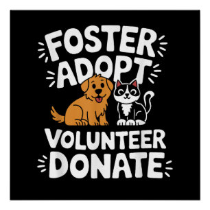 Poster Sauver les animaux en refuge Adopter Donner Bénévo