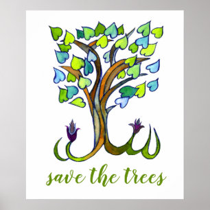 Poster SAUVER LES ARBRES arbre forestier amour coeur art