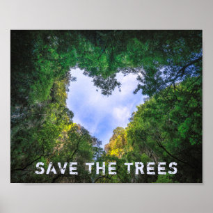 Poster Sauver les arbres Forêt Cœur Paysage Éco