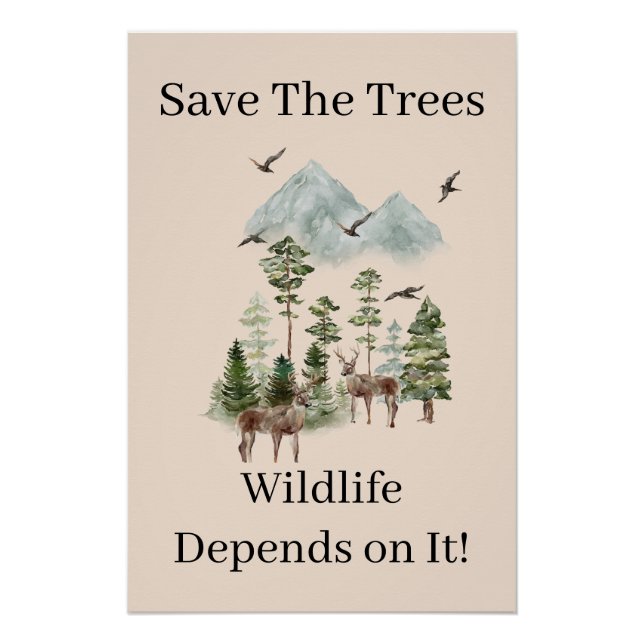 Poster Sauver Les Arbres La Faune Dépend De L'Impression (Devant)
