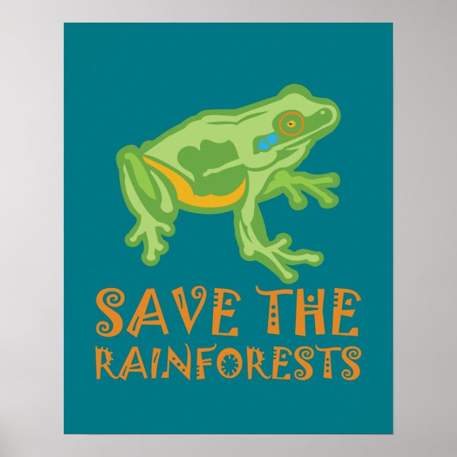Poster sauver les forêts tropicales Grenouille des arbres (Devant)
