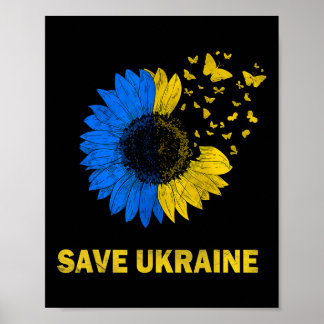 Poster Sauver Ukraine Papillons de beurre de tournesol Je
