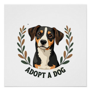 Poster Sauver une vie Adopter un chien Illustration de ch