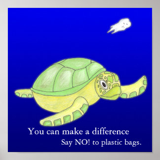 Poster Sauvez la mer, dites NON ! aux sacs en plastique