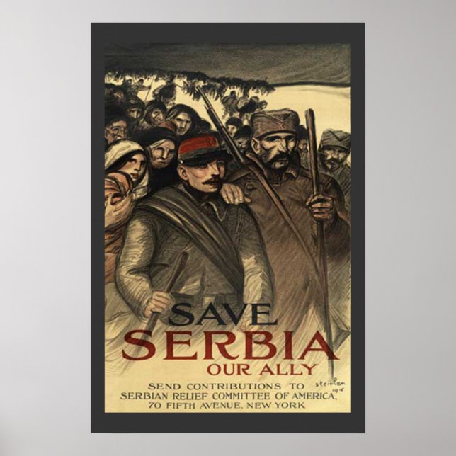 Poster Sauvez la Serbie Vintage de la première guerre mon (Devant)