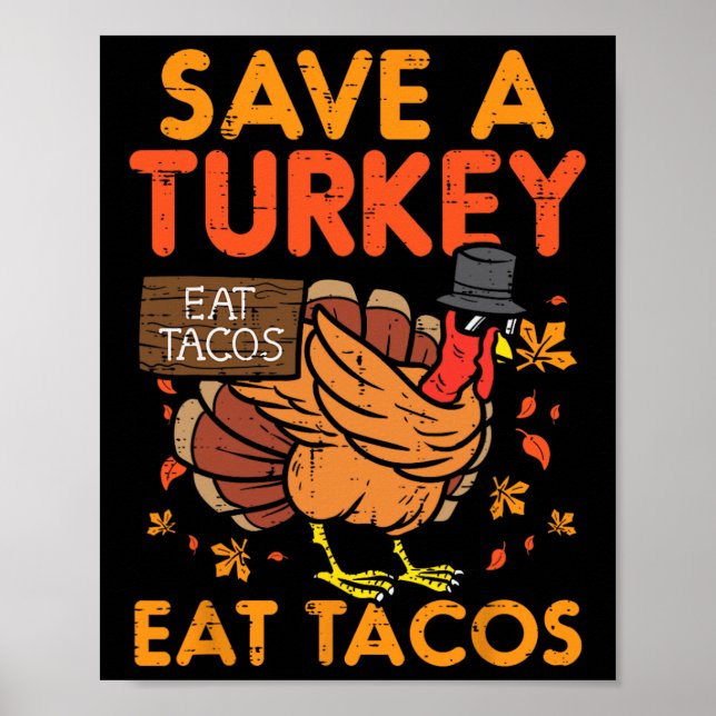 Poster Sauvez la Turquie Mangez des Tacos Mexicains Fun T (Devant)
