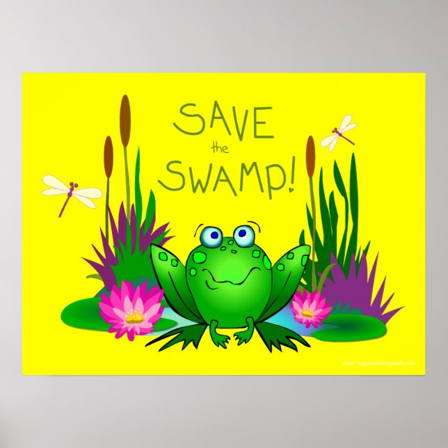 Poster Sauvez le marais Twitchy la grenouille Jaune (Devant)