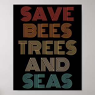Poster Sauvez Les Abeilles Arbres Et Mer Écologiste