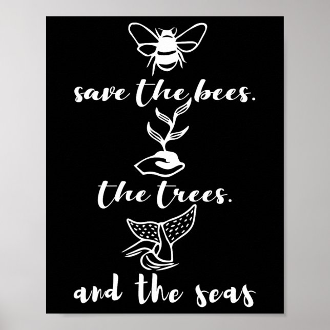 Poster Sauvez Les Abeilles Arbres Et Mer Jour De l'enviro (Devant)