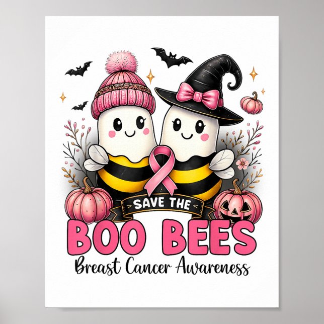 Poster Sauvez les abeilles Ees Boo Cancer du sein Hallowe (Devant)