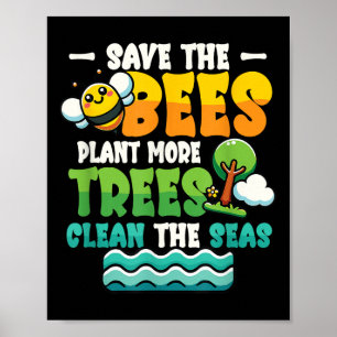Poster Sauvez les abeilles Plantes Arbres Mer propres De 