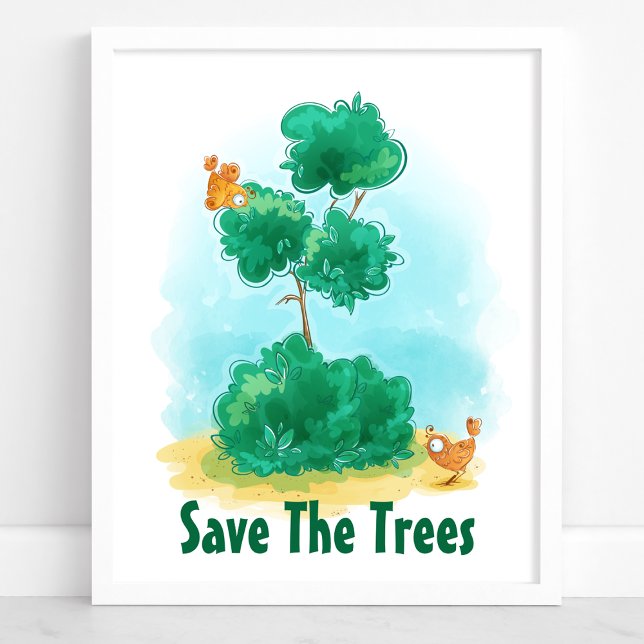 Poster Sauvez Les Arbres Jardins Oiseaux De l'environneme (Créateur téléchargé)