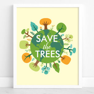 Poster Sauvez les arbres Planète Terre Environnement Éco