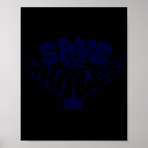Poster Sauvez les baleines vintage rétro environnementali