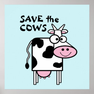Poster Sauvez les mignons droits des animaux des vaches