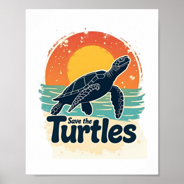 Poster Sauvez Les Tortues Droits Animaux Tortues Sea Turt (Devant)