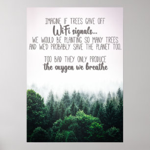 Poster Sauvez l'oxygène des arbres avec une image de forê