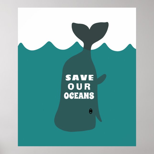 Poster Sauvez nos océans Baleine d'Art De l'environnement (Devant)