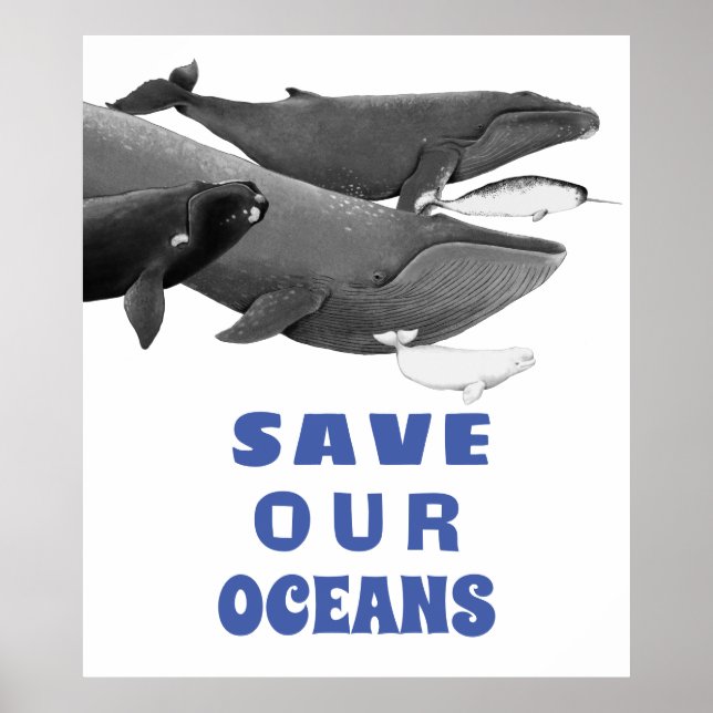 Poster Sauvez nos océans Baleine d'art De l'environnement (Devant)