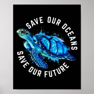 Poster Sauvez nos océans Tortue Jour des terres Pro Envir