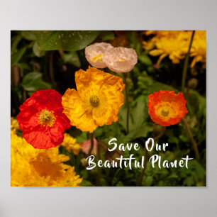 Poster Sauvez Notre Belle Planète Jolies Fleurs Brillante