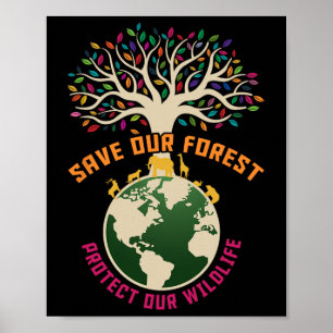 Poster Sauvez notre forêt Protégez notre faune Parc natio